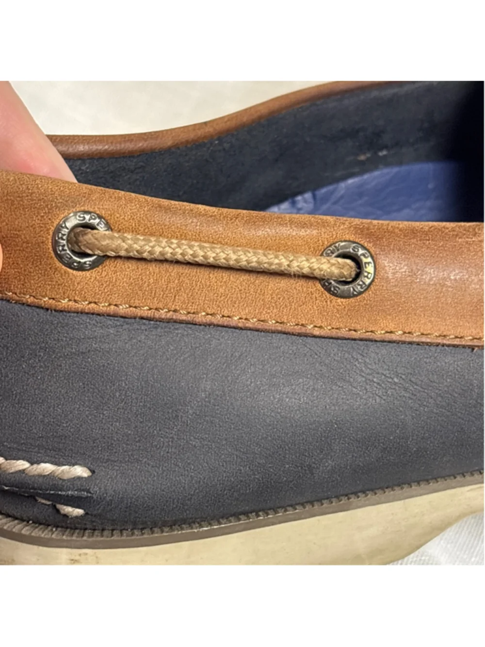 SPERRY Top-Siders Navy LEATHER, sz 8.5
